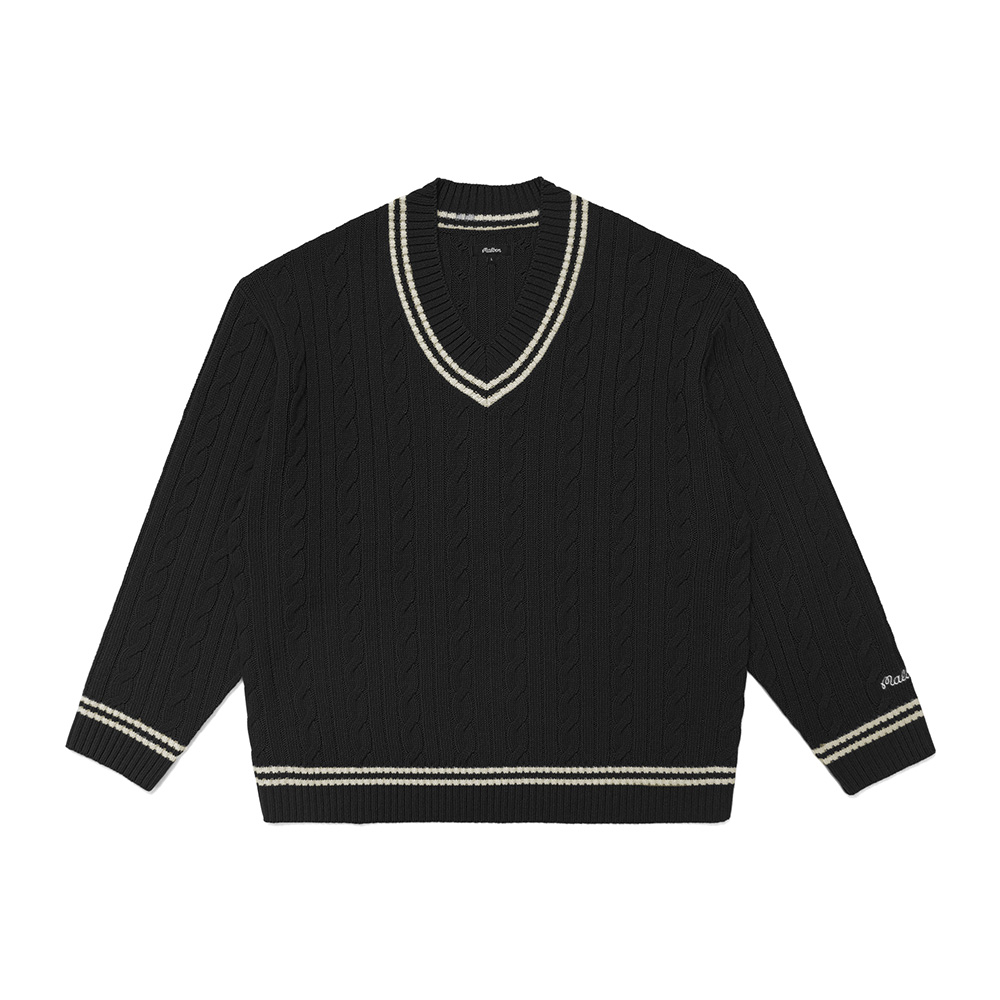 [Health Seekers&amp;Golfers] Ivy 케이블 니트 스웨터 BLACK