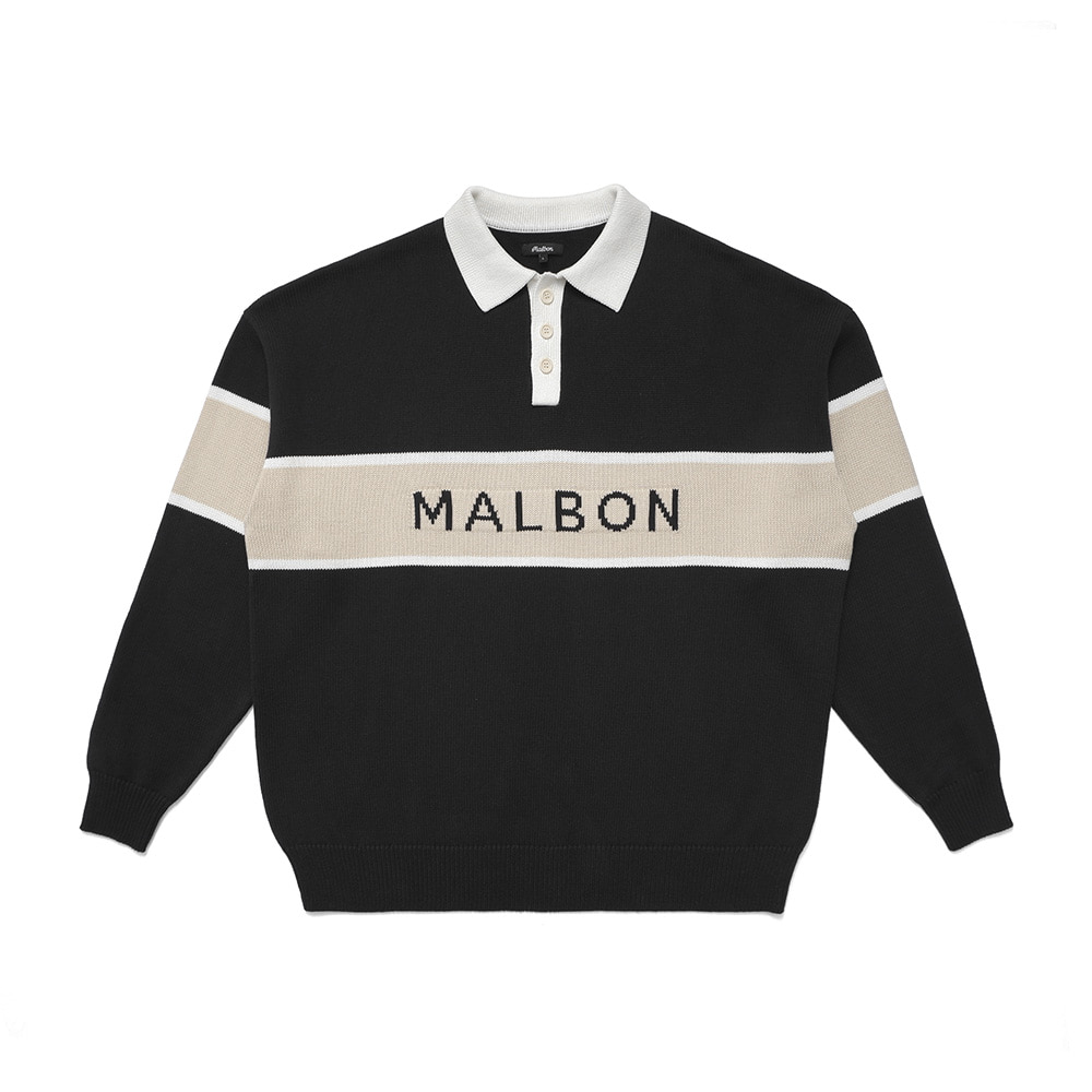 [Health Seekers&amp;Golfers] 컬러 블록 플로넥 스웨트 셔츠 BLACK