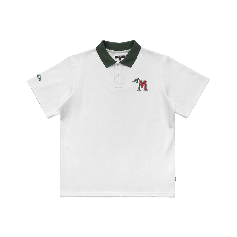[Health Seekers&amp;Golfers] 카라 배색 피케 반팔 티셔츠 WHITE