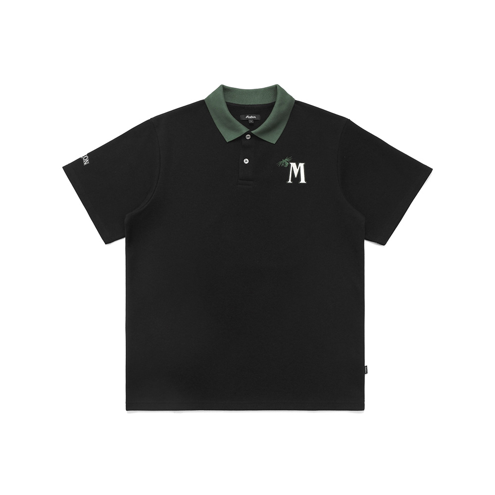 [Health Seekers&amp;Golfers] 카라 배색 피케 반팔 티셔츠 BLACK