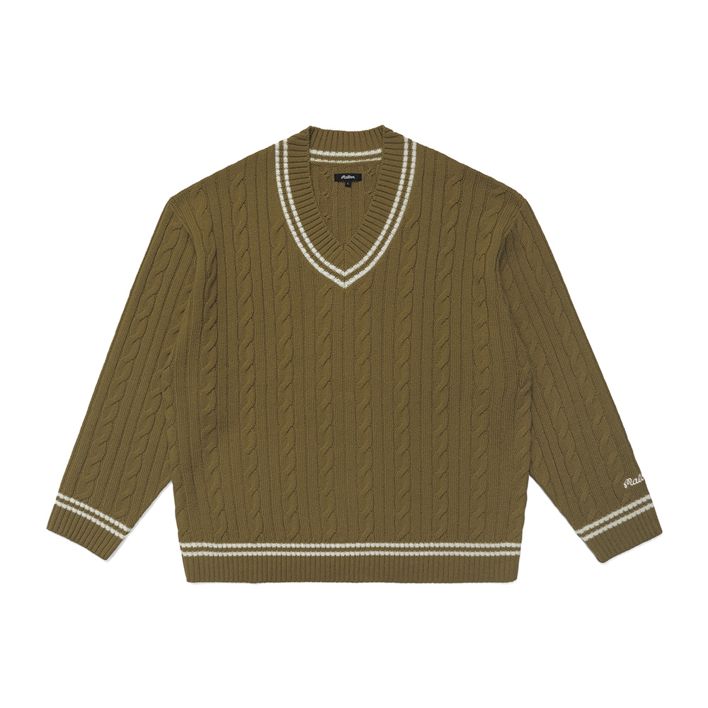 [Health Seekers&amp;Golfers] Ivy 케이블 니트 스웨터 LIGHT KHAKI